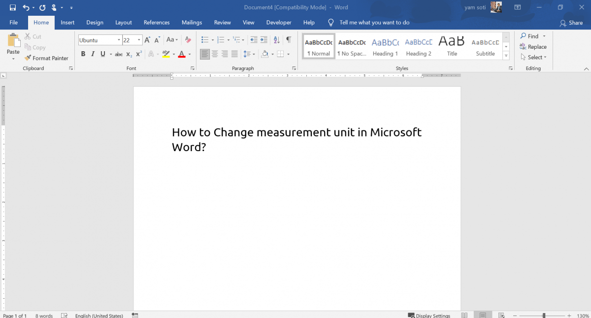 Change the Ruler Measurement Unit in Microsoft Word