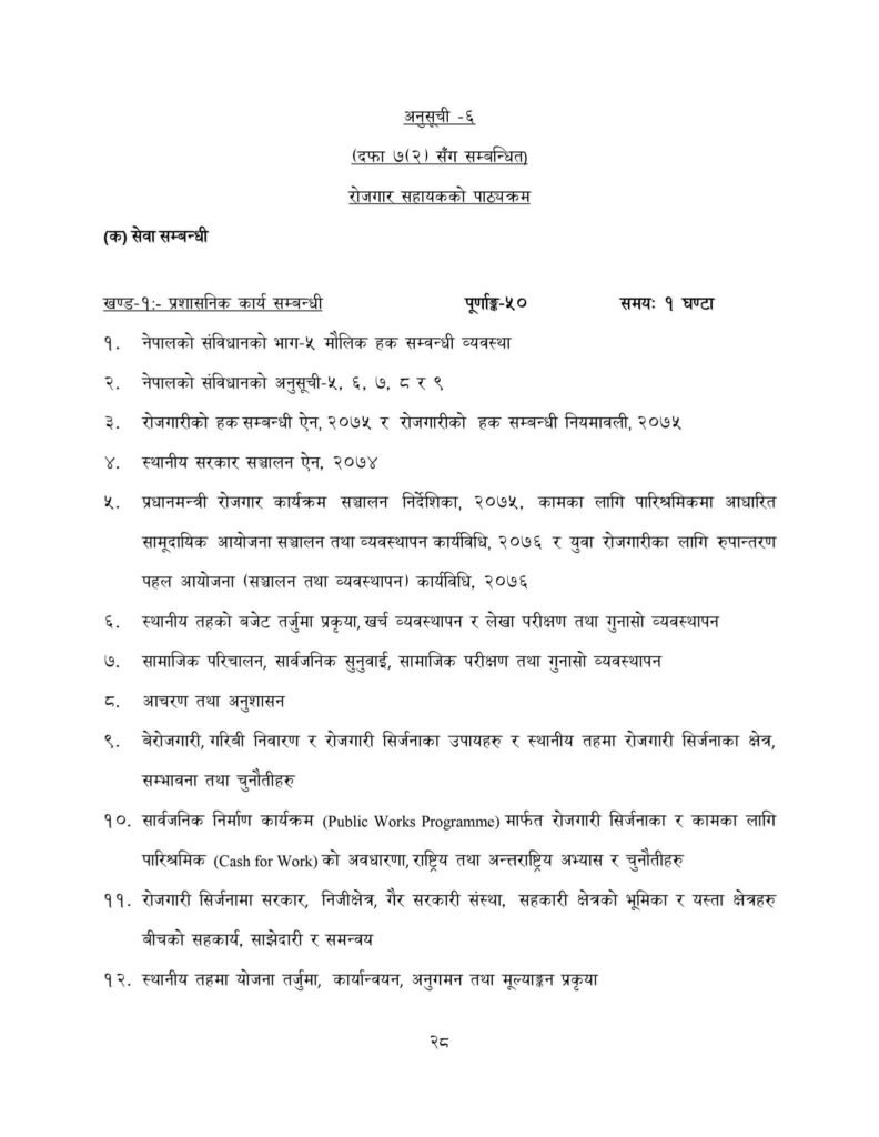 Pradhanmantri Rojgar Sahayak syllabus pathyakram details.